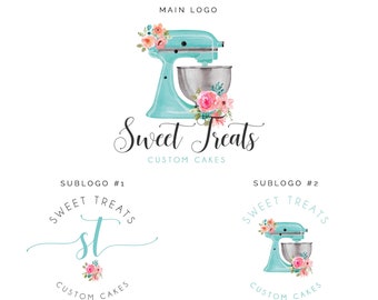 Premade Logo, Mixer Logo, Baking Logo, Cupcake Logo, Logo Design, Affordable Logo, Watercolor Logo, Floral Logo, Business Logo, Elegant Logo