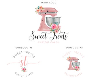 Premade Logo, Mixer Logo, Baking Logo, Cupcake Logo, Logo Design, Affordable Logo, Watercolor Logo, Floral Logo, Business Logo, Elegant Logo
