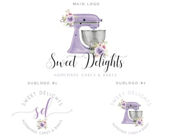 Baking Logo, Premade Logo, Cupcake Logo, Logo Design, Mixer Logo, Handmade Logo, Watercolor Logo, Cake Logo, Business Logo, Bakery Logo