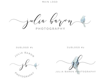 Simple Logo, Watercolor Logo, Premade Logo, Bird Logo, Photography Logo, Watermark, Blue Logo, Colorful Logo, Design Logo, Logo Design