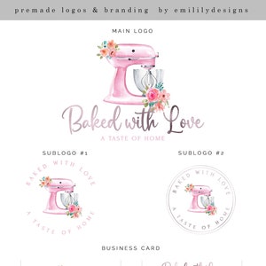 Logotipo de panificação, logotipo de batedeira, logotipo pré-fabricado, logotipo de cupcake, design de logotipo, logotipo de bolo, logotipo de aquarela, Facebook, logotipo comercial, cartão de visita