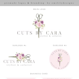 Premade Logo, Logo Design, Hair Logo, Hair Stylist Logo, Stylist Logo, Hairdresser Logo, Watercolor Logo, Business Logo, Branding Kit