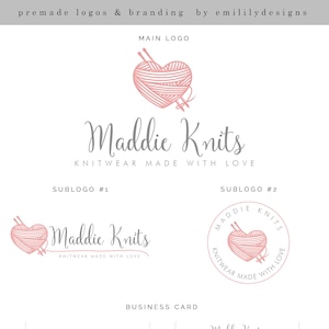 Logo tricot, logo au crochet, logo fil, logo premade, création de logo, logo coeur, logo artisanal, logo d'entreprise, logo passe temps, Facebook,