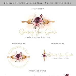 Nudelholz Logo, Backen Logo, Vorgefertigtes Logo, Logo-Design, Facebook, Visitenkarten Design, Kuchen Logo, Bäckerei Logo, Branding, Cupcake Logo