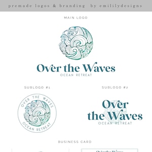 Logo eau, logo classique, logo océan, logo or, logo cercle, logo aquarelle, logo premade, logo vague, logo badge, Facebook, jeu de logos