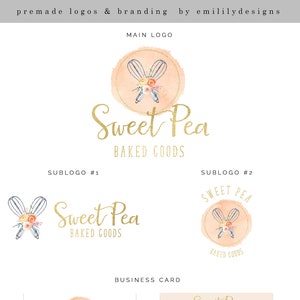 Backen Logo, Vorgefertigtes Logo, Logo-Design, Mixer Logo, Branding, Aquarell Logo, Floral Logo, Business Logo, Facebook, Visitenkarten Design,