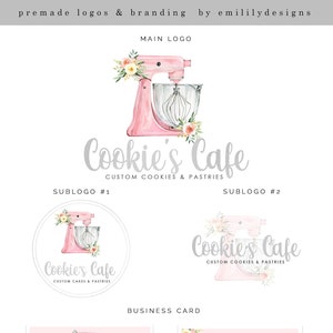 Logo boulangerie, Mixer, Logo premade, Cupcake, création de logo, Logo pour gâteau, Logo aquarelle, Facebook, Logo d'entreprise, Carte de visite
