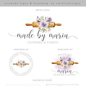 Rolling Pin Logo, Backen Logo, Vorgefertigtes Logo, Logo-Design, Facebook, Business Card Design, Branding, Bäckerei Logo, Kuchen Logo, Cupcake Logo