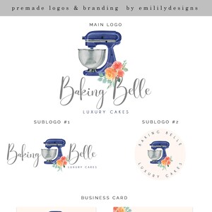Back-Logo, Vorgefertigtes Logo, Cupcake-Logo, Logo-Design, Mixer-Logo, handgemachtes Logo, Aquarell-Logo, Kuchen-Logo, Geschäftslogo, Bäckerei-Logo