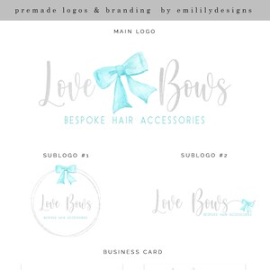 Logotipo de laço, logotipo de cabelo, logotipo pré-fabricado, Facebook, kit de marca, design de logotipo, pacote de marca, logotipo personalizado, logotipo comercial, design de cartão de visita
