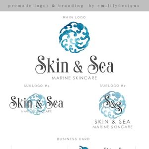 Water Logo, Classic Logo, Ocean Logo, Circle Logo, Watercolor Logo, Premade Logo, Wave Logo, Script Logo, Photography Logo