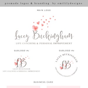 Premade Logo, Logo Design, Heart Logo, Watercolor Logo, Love Logo, Logo Set, Custom Business Branding and Logo Design