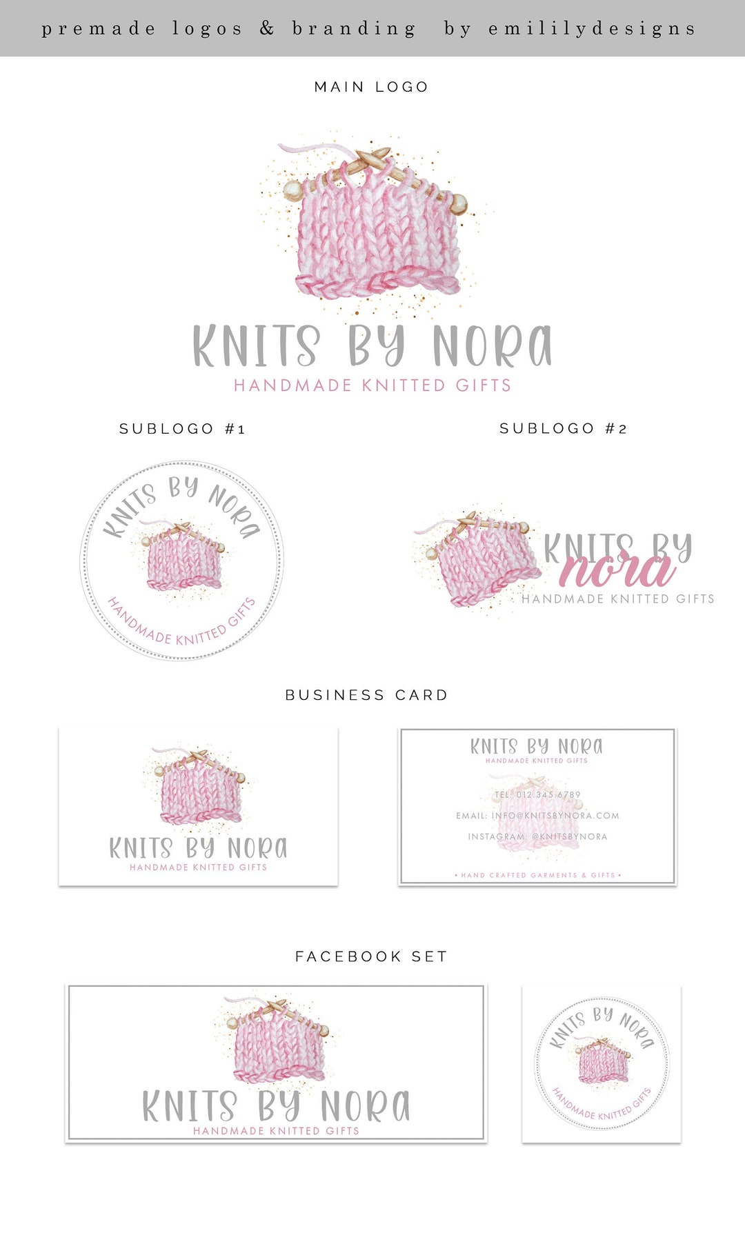 Knitting Logo, Crochet Logo, Yarn Logo, Premade Logo, Logo Design ...