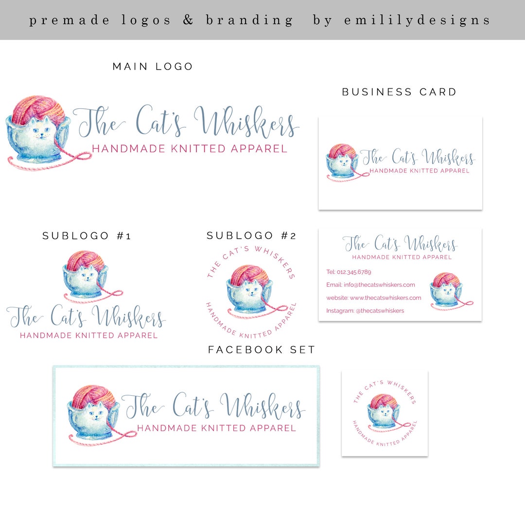 Premade Logo, Logo Design, Knitting Logo, Crochet Logo, Yarn Logo ...