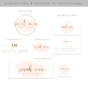 Logotipo pré-fabricado, logotipo hexagonal, logotipo ouro rosa, logotipo de fotografia, Facebook, design de cartão de visita, pacote de marca, logotipo personalizado, logotipo comercial