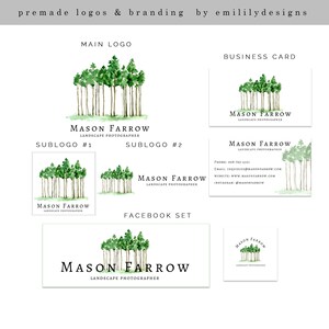Logo predefinito, logo design, logo albero, logo paesaggio, logo foresta, logo acquerello, logo pino, logo fotografia, logo panoramico