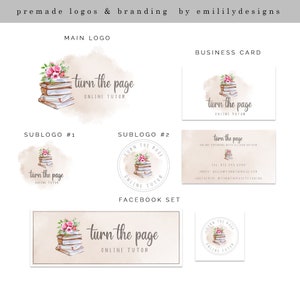 Tutor Logo, Privatlehrer Logo, Lernlogo, Lehrlogo, Lehrerlogo, Aquarell Logo, Buchlogo, Schullogo, Vorgefertigtes Logo