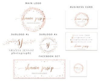 Premade Logo, Logo Design, Circle Logo, Pink Logo, Watercolor Logo, Sparkle Logo, Affordable Logo, Branding Kit, Feminine Logo, Elegant Logo