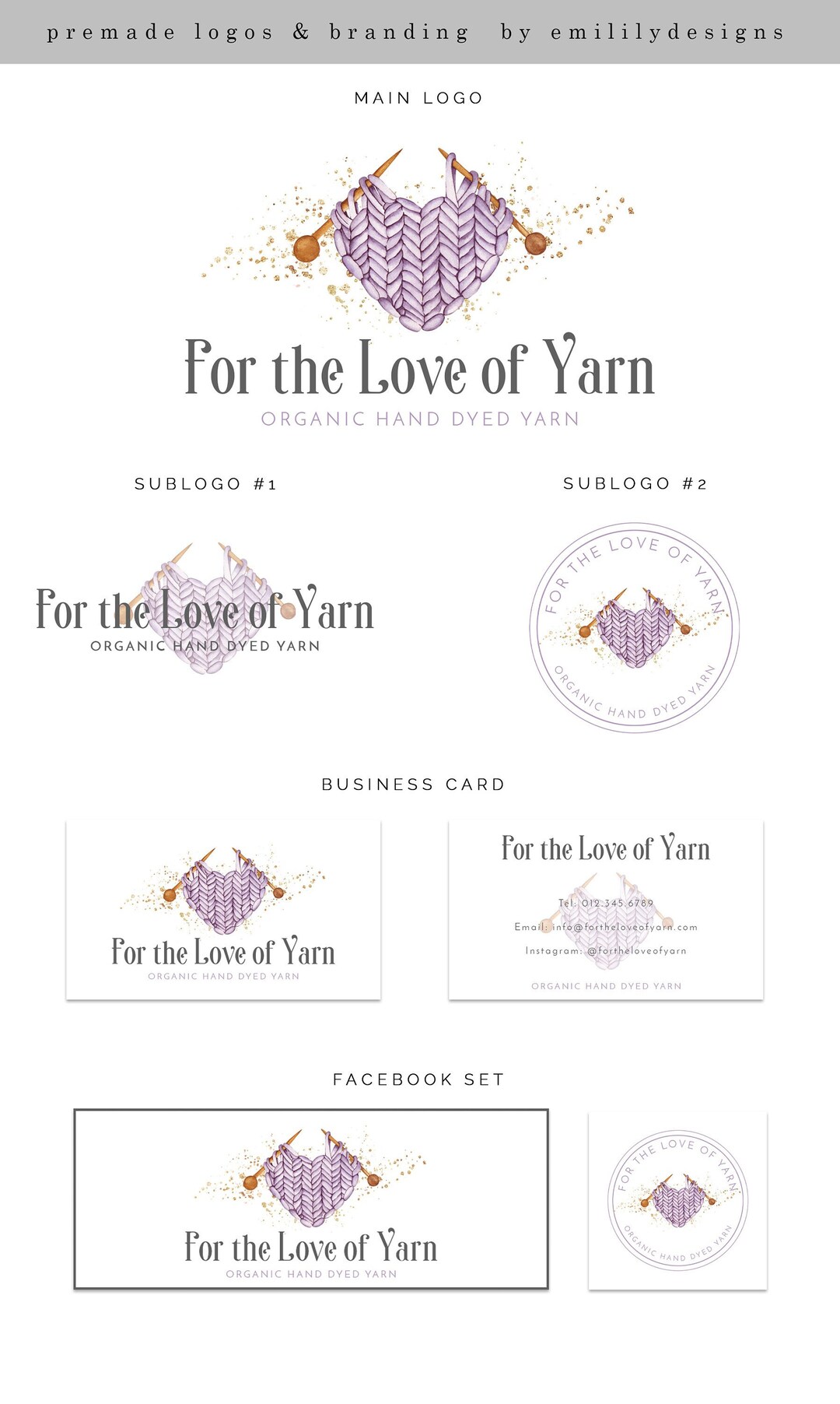 Premade Knitting Logo Design: Yarn Business Branding - Etsy