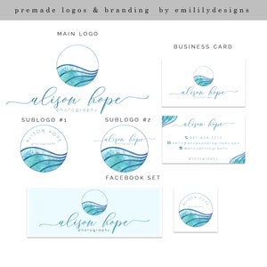 Wasser Logo, Klassisches Logo, Ozean Logo, Aquarell Logo, Vorgefertigtes Logo, Wellen Logo, Script Logo, Visitenkarten Design, Meer Logo, Facebook