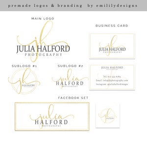 Premade Logo, Logo Design, Gold Logo, Photography Logo, Watermark, Feminine Logo, Branding Kit, Initial Logo, Script Logo, Elegant Logo