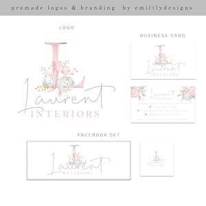 Logotipo pré-fabricado, Design de logotipo, Logotipo de monograma, Logotipo inicial, Logotipo floral, Kit de marca, Branding, Logotipo de aquarela, Logotipo personalizado, Logotipo comercial
