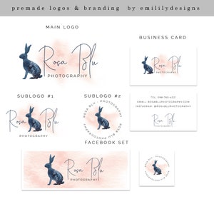 Rabbit Logo, Bunny Logo, Animal Logo, Affordable Logo, Premade Logo, Branding Kit, Photography Logo, Watermark, Elegant Logo, Business Logo