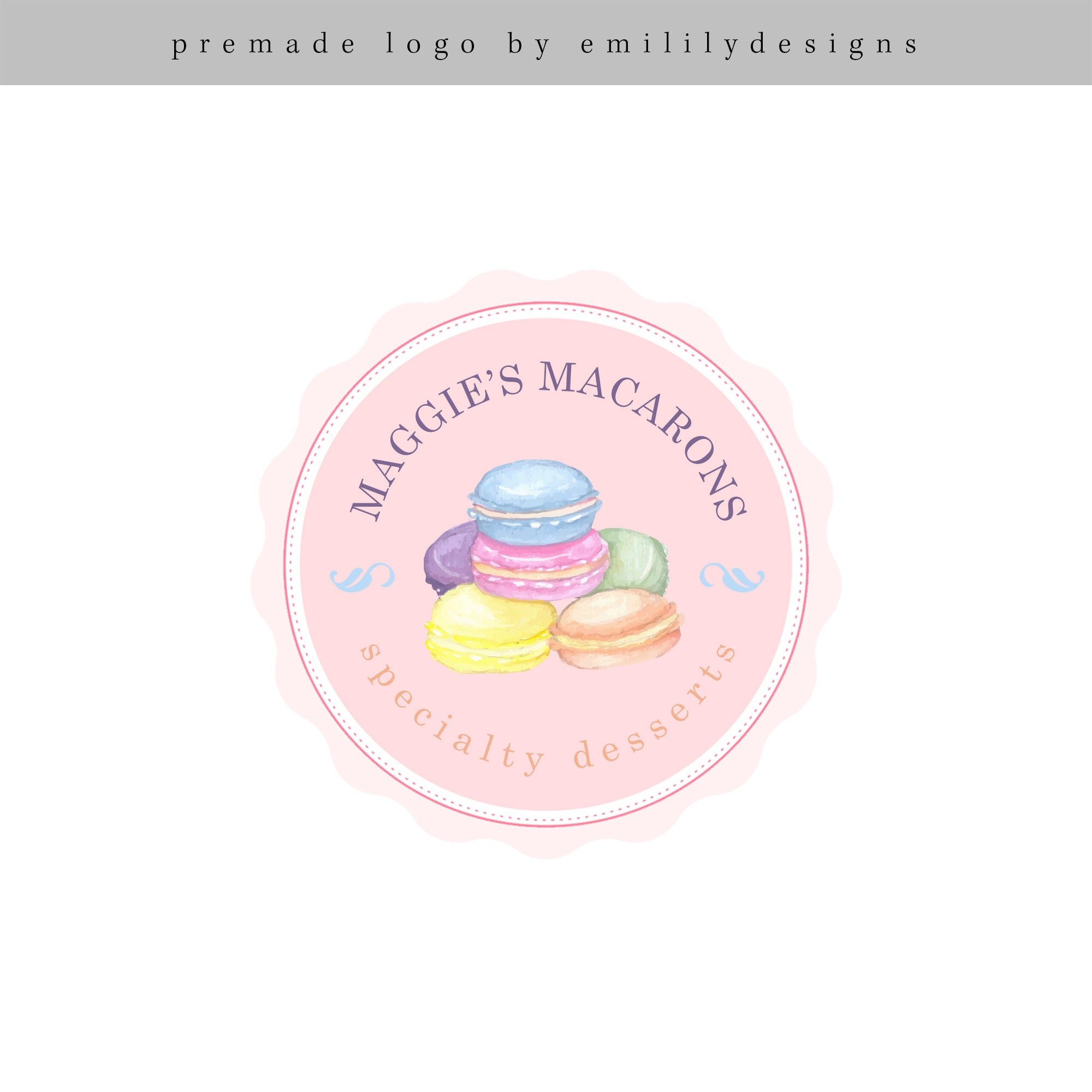Premade Logo Logo Design Macaron Logo Macaroon Logo Sweet - Etsy UK