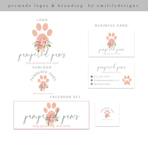 Premade Logo, Paw Logo, Dog Walking Logo, Dog Logo, Animal Logo, Pet Logo, Puppy Logo, Grooming Logo, Business Logo, Branding Kit