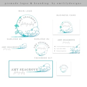 Water Logo, Classic Logo, Ocean Logo, Circle Logo, Watercolor Logo, Premade Logo, Wave Logo, Watermark, Photography Logo, Affordable Logo