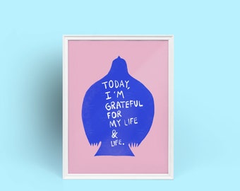 Gratitude Bird Art Print, Motivational Quote Wall Art, Self Care Print, Self Care House Warming Gift, Christmas Gift