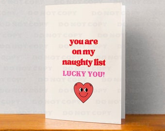 Witty Christmas Card for Partner | Funny Romantic Holiday Greeting | 'Naughty List' Love Note | 7x5 Humorous Holiday Gift Card