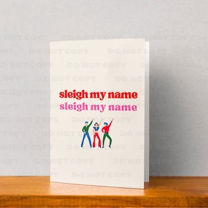Schlitten Mein Name Weihnachtskarte | Freche Weihnachtskarte für Schwestern,Frauen,Bestfriends | 7x5 Witzige Weihnachtsgeschenkkarten | Lustiges Wortspiel Karten