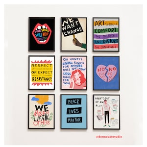 Black Lives Matter Art Prints, BLM Protest Posters, Slogan Wall Art, Anti Racism Sign, Motivational Prints Christmas Gift
