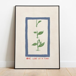 Self Care Quote Print - Een blad per keer - Motiverende Wall Art Print - Plant Illustratie- Positieve Affirmatie Gallery Muur Inspiratie
