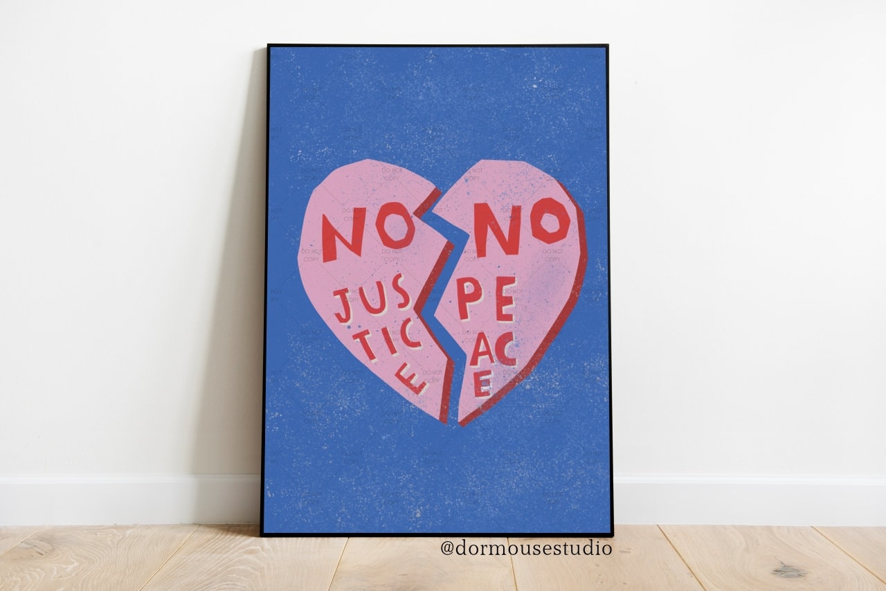 No Justice No Peace Poster | Slogan Wall Art Print | Protest Poster | Minimalist Bohemian Decor | BLM Protest Print | Black Lives Matter Art