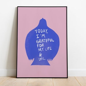 Gratitude Bird Art Print, Motivational Quote Wall Art, Self Care Print, Self Care House Warming Gift, Christmas Gift image 1