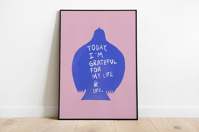 Gratitude Bird Art Print, Motivational Quote Wall Art, Self Care Print, Self Care House Warming Gift, Christmas Gift image 1