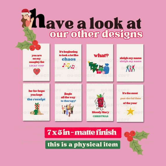 Funny Cat Chrstmas Card Meowy Chrstmas Set Of 1 10 30 - Etsy - View #5