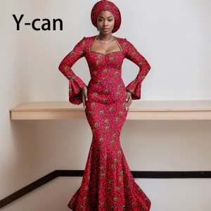 African red dress, African mermaid dress, African wedding dress, African prom dress, African couple outfit , African plus size dress, gown