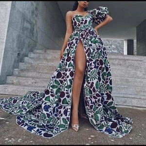 african prom dress,floor length African wedding dress, bridesmaid dress,african clothing for women,Ankara wedding dress,wedding guest dress