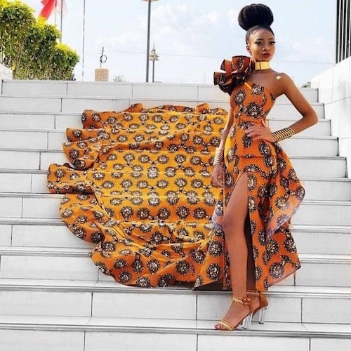 kente prom dress Ghanaian Girl with Kente Prom Dress