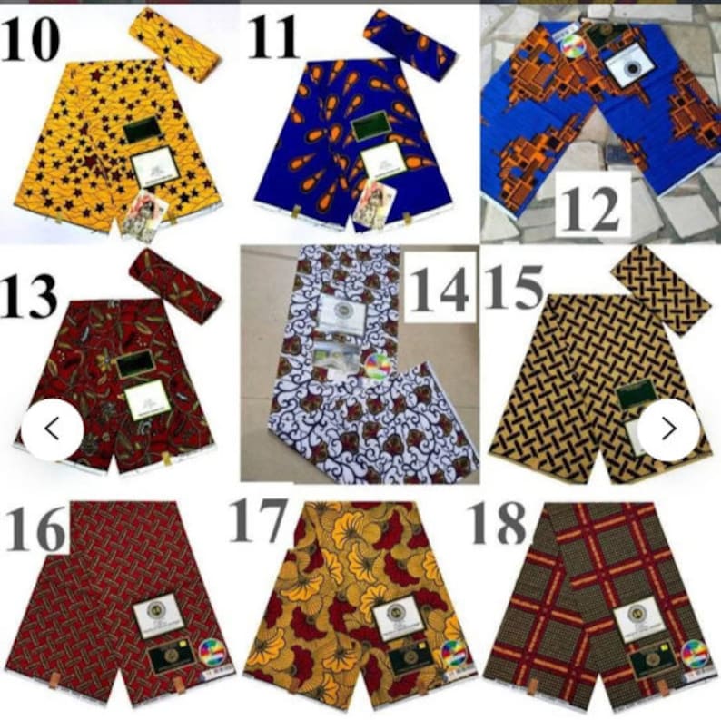 May include: A collection of 10 different fabric designs, each with a unique pattern and color combination. The fabrics are arranged in a grid, with each design numbered from 10 to 18. The fabrics are all made of cotton and are suitable for a variety of sewing projects.