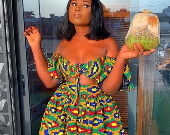 African short dress, African midi dress, African birthday dress, African clothing for women, African party dress, African two piece, skirt