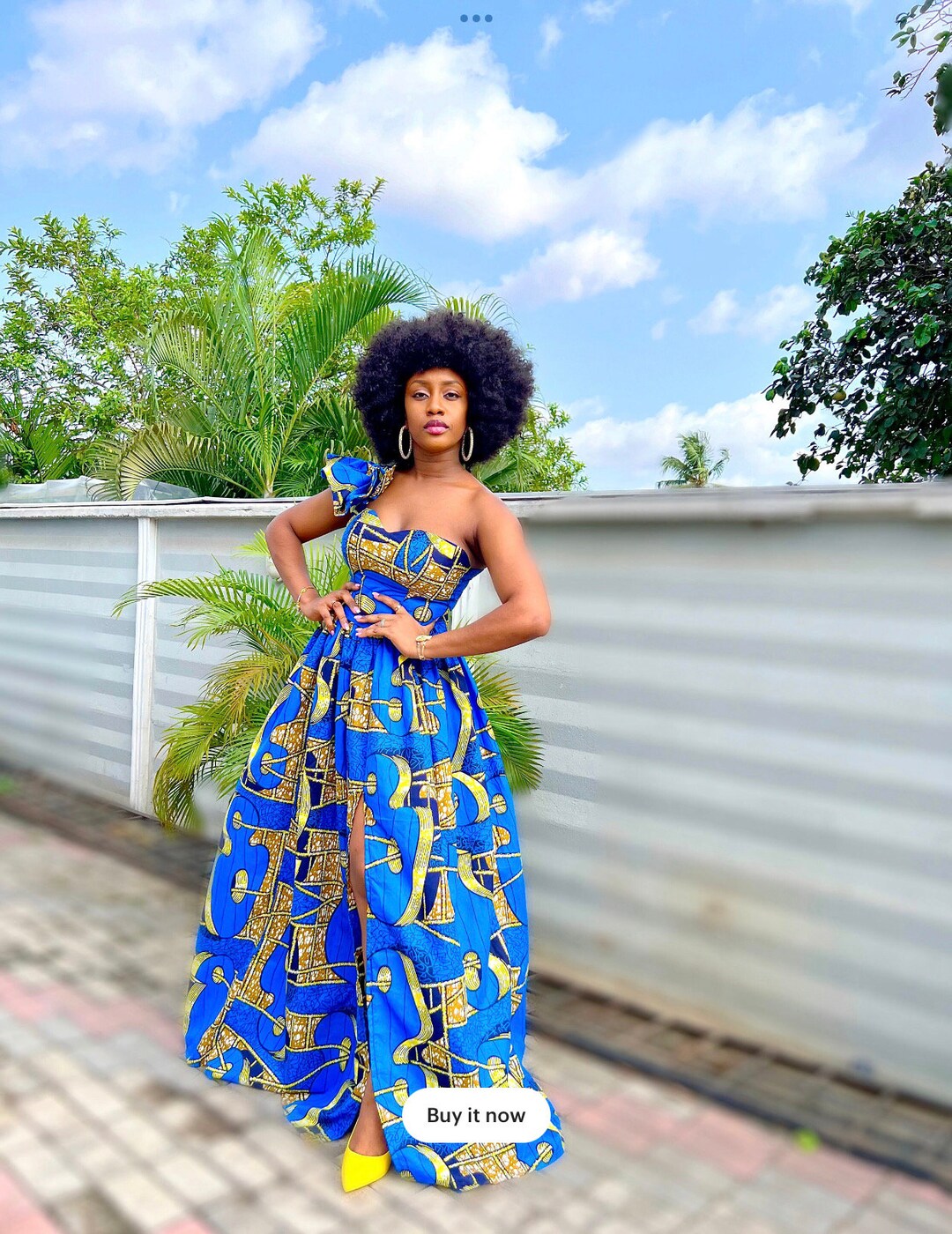 blue kente dress African Dress In Blue Kente