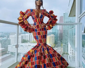 african long dress, ankara dress, ankara mermaid dress, African prom dress, ankara wedding dress, african print dress, women dress,promdress