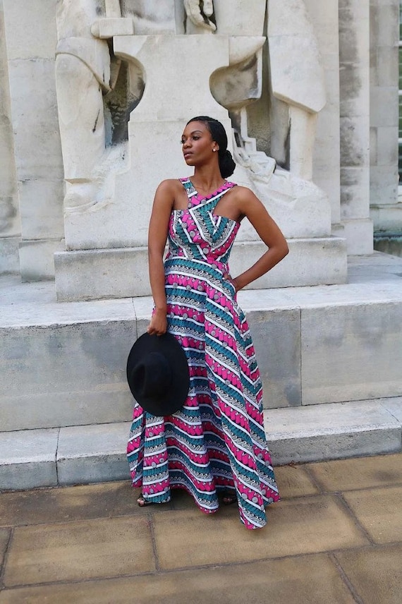 Multi colored striped dress sales
