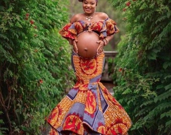 African maternity shoot, African maternity dress, Maternity dress,African baby shower dress , African pregnancy dress, Kente maternity dress