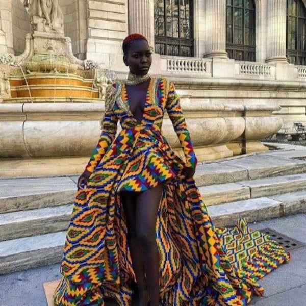 Afrikanische Frauenkleidung, Kente Hochzeitskleid, Afrikanisches Hochzeitskleid, Afrikanisches Abschlussballkleid, Afrikanisches Paar-Outfit, Afrikanische Kleider, Kleidung