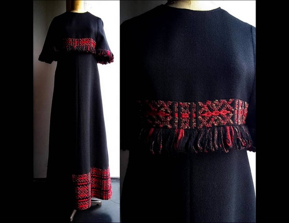 Vintage 70's Finnish AROLA bohemian black woven wo